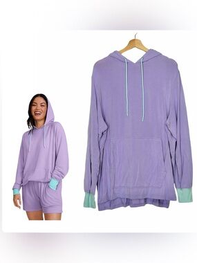 Jambys House Hoodie Lavender Hoodie with Mint Accents Size Large Relaxed Fit